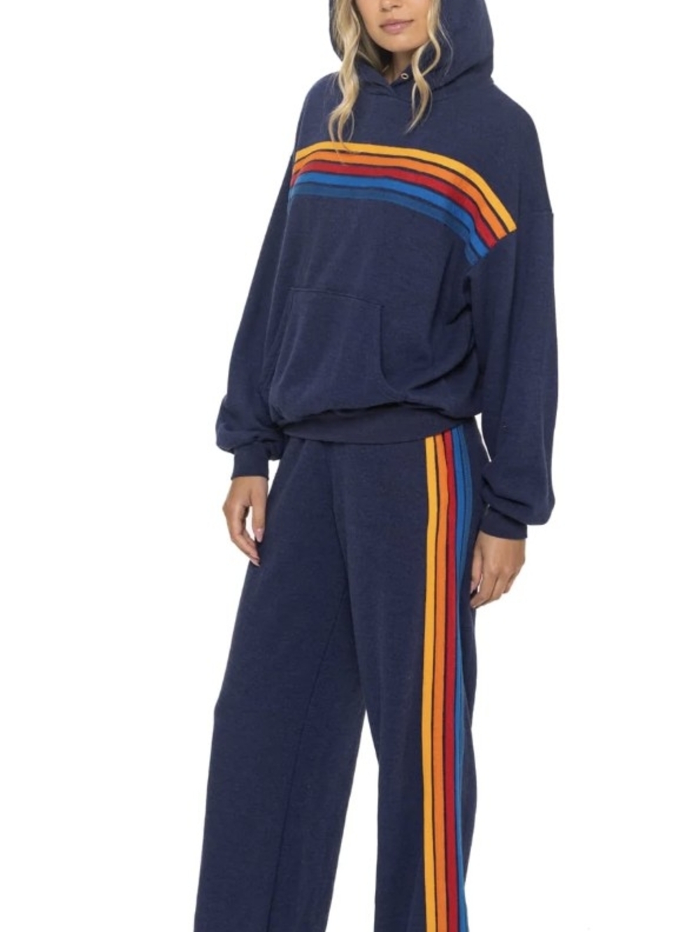Navy Striped Hoodie Sweatshirt - Women - Picture 5 of 6